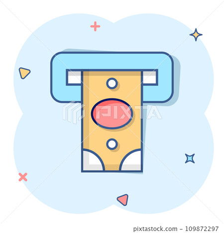 Money ATM icon in comic style. Exchange cash cartoon vector illustration on white isolated background. Banknote bill splash effect business concept. Money ATM icon in comic style. Exchange cash cartoon vector illustration on white isolated background. Banknote bill splash effect business concept. 109872297
