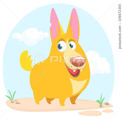 Cute cartoon  funny dog. Vector illustration 109872365