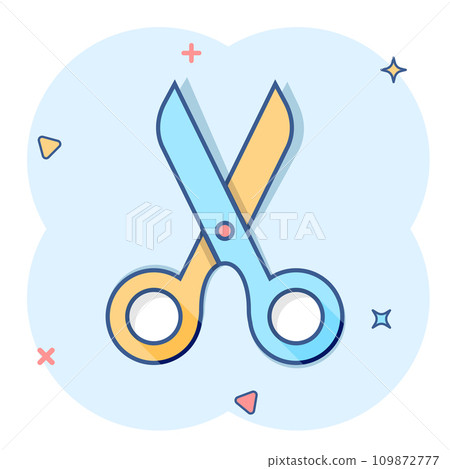 Scissor icon in comic style. Cut equipment...-插圖素材 [109872777] - PIXTA圖庫