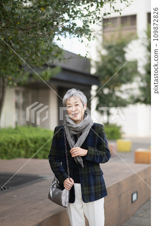 Elegant Japanese businesswoman with gray hair 109872826