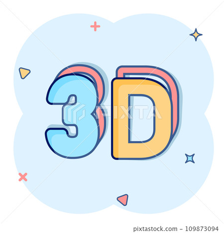 3d text icon in comic style. Word cartoon vector illustration on white isolated background. Stereoscopic technology splash effect business concept. 3d text icon in comic style. Word cartoon vector illustration on white isolated background. Stereoscopic technology splash effect business concept. 109873094