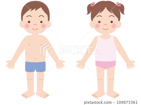 孩子穿著內衣，全身 109873361