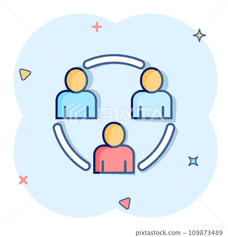 People communication icon in comic style. People cartoon vector illustration on white background. Partnership splash effect business concept. 109873489