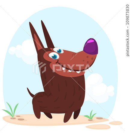 Cute cartoon  funny dog. Vector illustration 109873830
