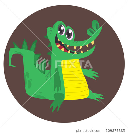 Funny green crocodile cartoon standing. Vector illustration of alligator character design Funny green crocodile cartoon standing. Vector illustration of alligator character design 109873885