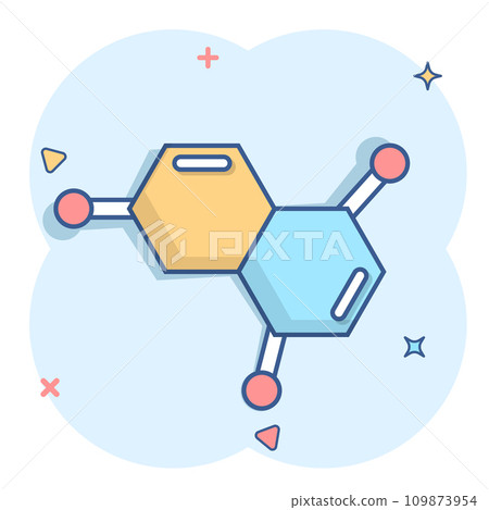 Science icon in comic style. Dna cell cartoon vector illustration on white isolated background. Molecule evolution splash effect business concept. 109873954