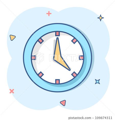 Comicstyle 1hour Countdown Clock With Splash Effect Timer Vector