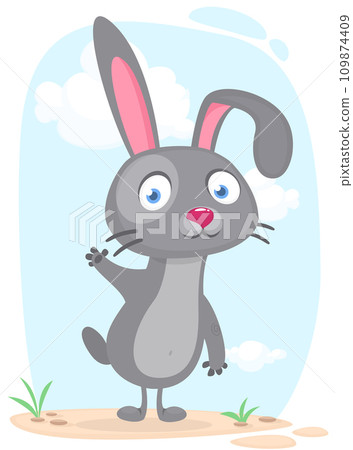 Happy cute bunny cartoon. Easter vector rabbit ...-插圖素材 [109874409 ...