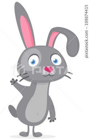 Happy cute bunny cartoon. Easter vector rabbit  illustration 109874415