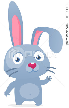 Happy cute bunny cartoon. Easter vector rabbit illustration Happy cute bunny cartoon. Easter vector rabbit illustration 109874416