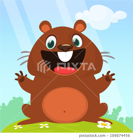 Cartoon vector illustration of funny hamster. Isolated on white 109874456