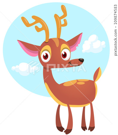 Cartoon deer character illustration. Vector isolated 109874583