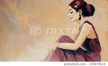 一位女士放鬆,空白空間插圖 一位女士放鬆,空白空間插圖 109874618