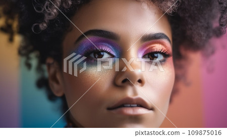 Colorful rainbow makeup images for LGBTQ, homosexual, and transgender people 109875016