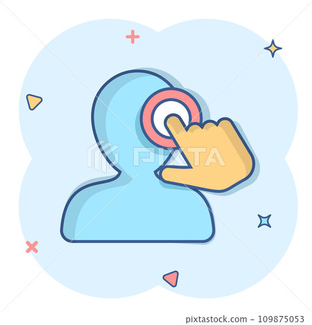 Mind awareness icon in comic style. Idea human cartoon vector illustration on isolated background. Customer brain splash effect business concept. 109875053