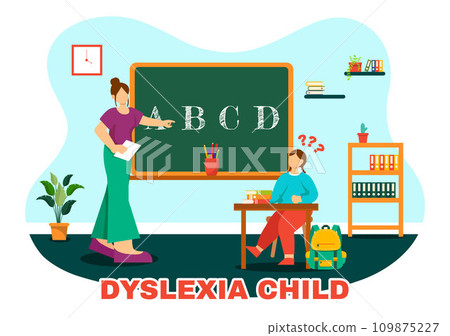 Dyslexia Children Vector Illustration of Kids Dyslexia Disorder and Difficulty in Learning Reading with Letters Flying Out in Flat Cartoon Background Dyslexia Children Vector Illustration of Kids Dyslexia Disorder and Difficulty in Learning Reading with Letters Flying Out in Flat Cartoon Background 109875227