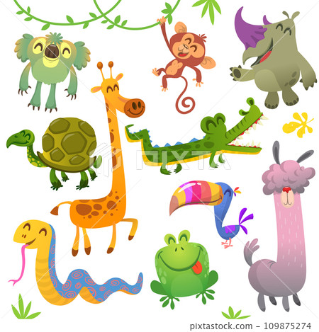 Cartoon animals set vector illustration. 109875274