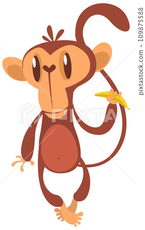 Cute cartoon monkey chimpanzee. Vector illustration isolated on white Cute cartoon monkey chimpanzee. Vector illustration isolated on white 109875588