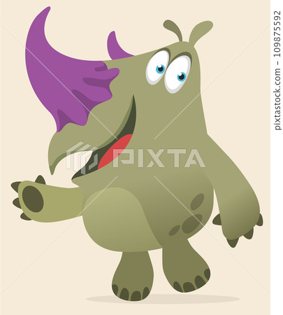 Cartoon rhino. Vector illustration of funny rhinoceros 109875592