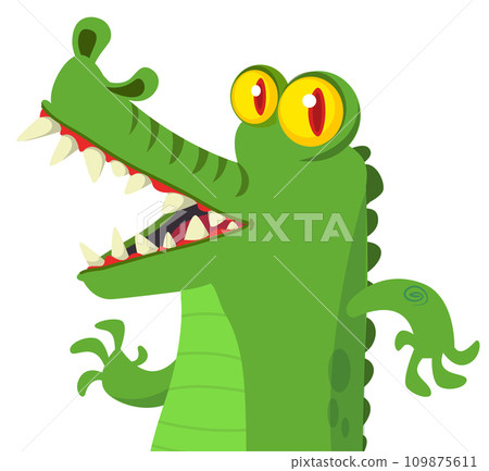 Cartoon crocodile character. Vector illustration isolated on white 109875611