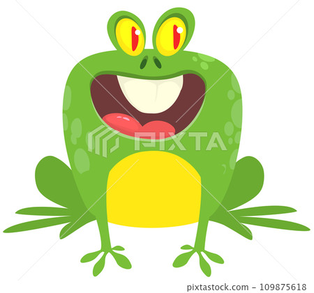 Funny green frog Cartoon character design. Vector illustration isolated Funny green frog Cartoon character design. Vector illustration isolated 109875618
