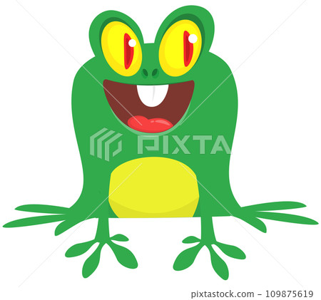 Funny green frog Cartoon character design. Vector illustration isolated 109875619