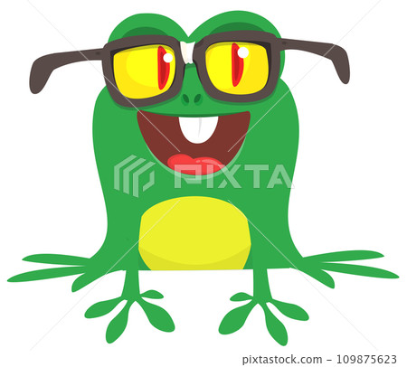 Funny green frog Cartoon character design. Vector illustration isolated Funny green frog Cartoon character design. Vector illustration isolated 109875623