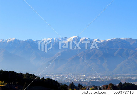 View from Kamine Plateau in December: Mountains of Shinshu View from Kamine Plateau in December: Mountains of Shinshu 109878716