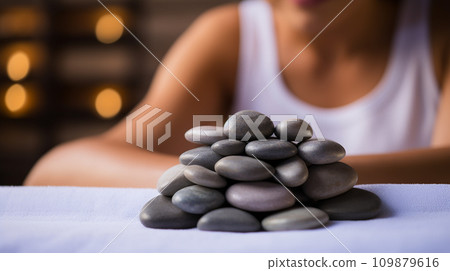 用於熱石按摩/熱石治療的石頭圖像 用於熱石按摩/熱石治療的石頭圖像 109879616