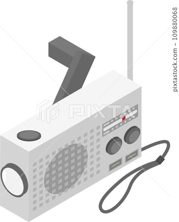 Image material of isometric hand-cranked disaster prevention radio 109880068
