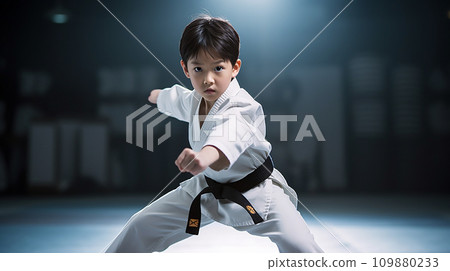 A boy learning judo and karate 109880233