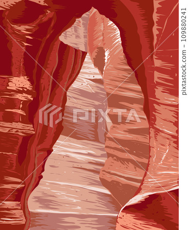 Sitting Bear in Upper Antelope Canyon in Lake Powell Navajo Tribal Park Arizona WPA Poster Art 109880241