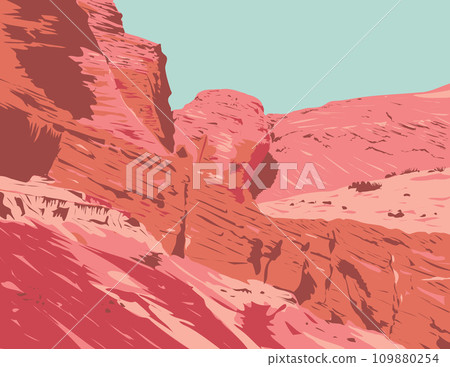 Back of Upper Antelope Canyon in Lechee Arizona WPA Poster Art Back of Upper Antelope Canyon in Lechee Arizona WPA Poster Art 109880254