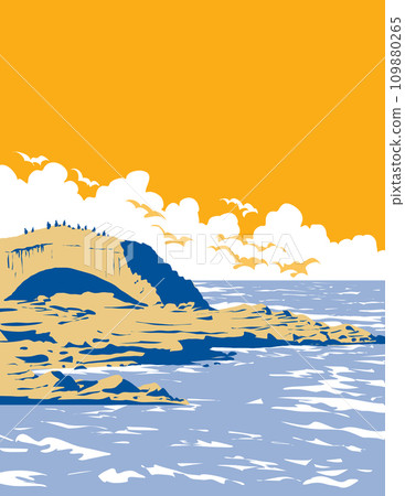 Bird Rock in La Jolla San Diego California USA WPA Poster Art Bird Rock in La Jolla San Diego California USA WPA Poster Art 109880265