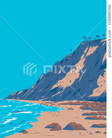 Black's Beach in Torrey Pines La Jolla San Diego California USA WPA Poster Art Black's Beach in Torrey Pines La Jolla San Diego California USA WPA Poster Art 109880266