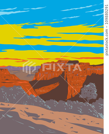 Canyonlands National Park in Moab Utah WPA Poster Art Canyonlands National Park in Moab Utah WPA Poster Art 109880291
