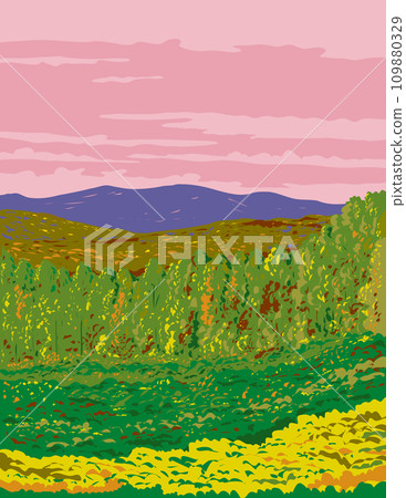 Autumn in Great Smoky Mountains National Park Tennessee USA WPA Poster Art 109880329