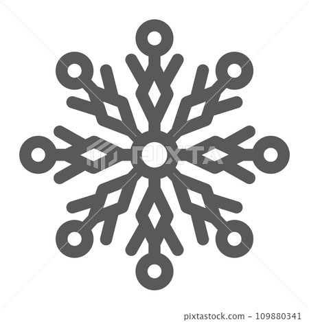Snowflake glyph icon, winter and ice, snow sign, vector graphics, a solid pattern on a white background. Snowflake glyph icon, winter and ice, snow sign, vector graphics, a solid pattern on a white background. 109880341