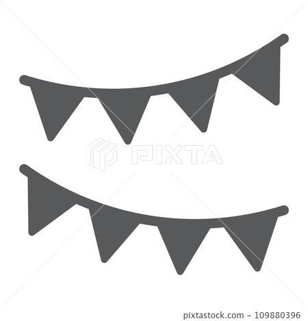 Holiday flags garland glyph icon, party and decoration, paper garland sign, vector graphics, a solid pattern on a white background, Holiday flags garland glyph icon, party and decoration, paper garland sign, vector graphics, a solid pattern on a white background, 109880396
