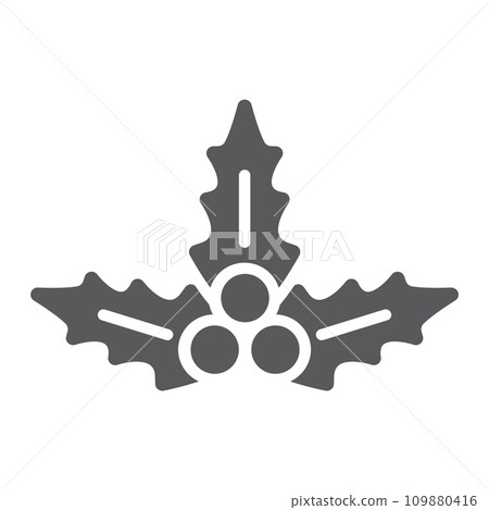 Christmas holly berry glyph icon, xmas and winter, plant sign, vector graphics, a solid pattern on a white background. Christmas holly berry glyph icon, xmas and winter, plant sign, vector graphics, a solid pattern on a white background. 109880416