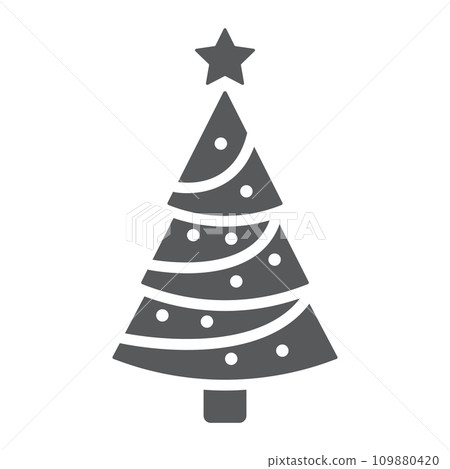 Christmas tree glyph icon, decor and new year, fir tree sign, vector graphics, a solid pattern on a white background. 109880420