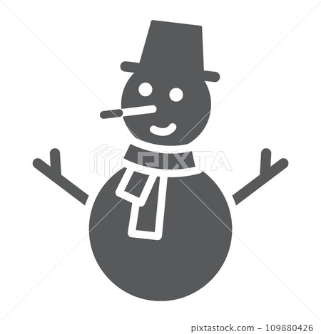 Snowman glyph icon, christmas and winter, snow sign, vector graphics, a solid pattern on a white background. Snowman glyph icon, christmas and winter, snow sign, vector graphics, a solid pattern on a white background. 109880426