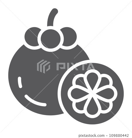 Mangosteen glyph icon, food and vitamin, exotic fruit sign, vector graphics, a solid pattern on a white backgrond. 109880442