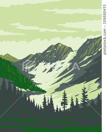 North Cascades National Park with Magic Mountain and Pelton Peak in Washington State WPA Poster Art 109880455