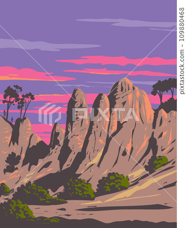 Rock Formations at Pinnacles National Park in California WPA Poster Art 109880468