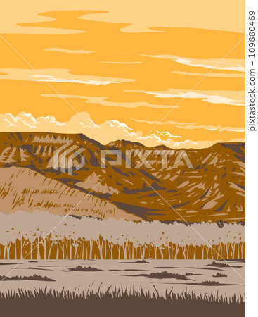 Theodore Roosevelt National Park in Southwest North Dakota USA WPA Poster Art 109880469