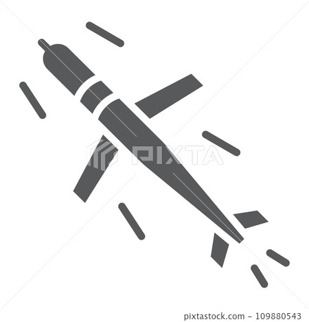 Cruise missile glyph icon, army and force, military bomb sign, vector graphics, a solid pattern on a white background. 109880543