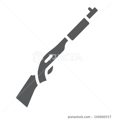 Shotgun glyph icon, weapon and military, automatic rifle sign, vector graphics, a solid pattern on a white background. Shotgun glyph icon, weapon and military, automatic rifle sign, vector graphics, a solid pattern on a white background. 109880557