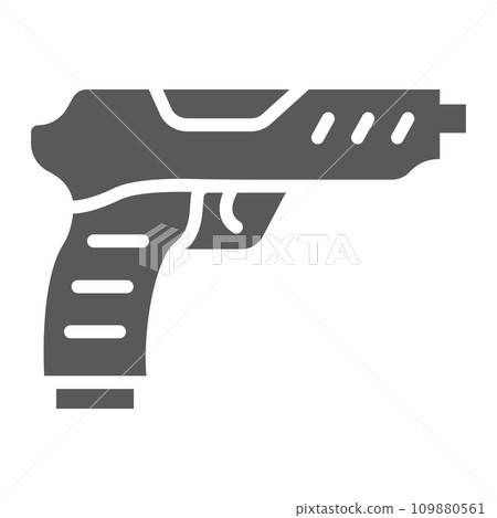 Pistol glyph icon, army and military, gun sign, vector graphics, a solid pattern on a white background. Pistol glyph icon, army and military, gun sign, vector graphics, a solid pattern on a white background. 109880561