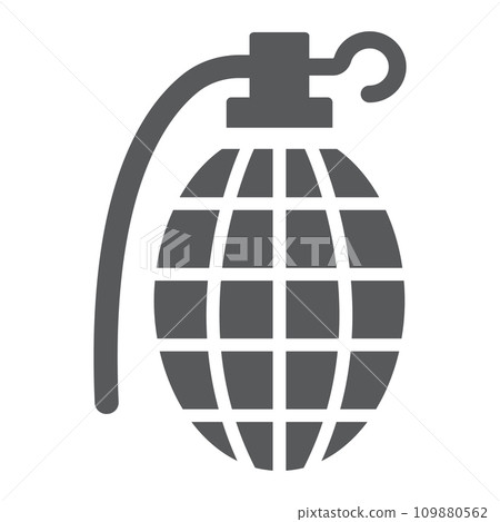 Grenade glyph icon, army and military, hand bomb sign, vector graphics, a solid pattern on a white background. 109880562